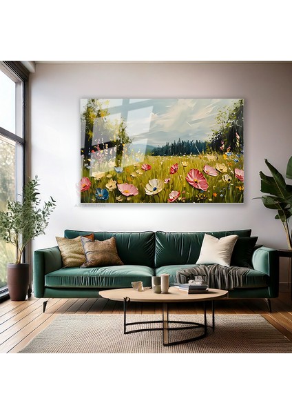 Cam Yatay Duvar Tablosu Cam Cicek BAHCESI66 Ev Ofis Salon Modern Duvar Tablosu modelleri