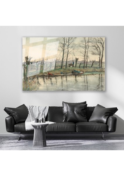 Cam Yatay Duvar Tablosu Cam Vintage Manzara Ev Ofis Salon Modern Duvar Tablosu