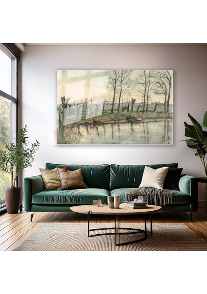 Cam Yatay Duvar Tablosu Cam Vintage Manzara Ev Ofis Salon Modern Duvar Tablosu modelleri