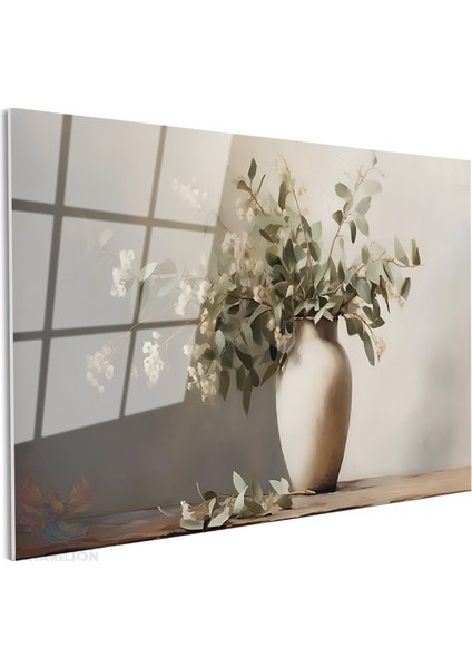 Cam Yatay Duvar Tablosu Cam Vazoda Cicekler2 Ev Ofis Salon Modern Duvar Tablosu fiyatları