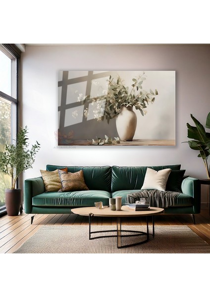 Cam Yatay Duvar Tablosu Cam Vazoda Cicekler2 Ev Ofis Salon Modern Duvar Tablosu modelleri