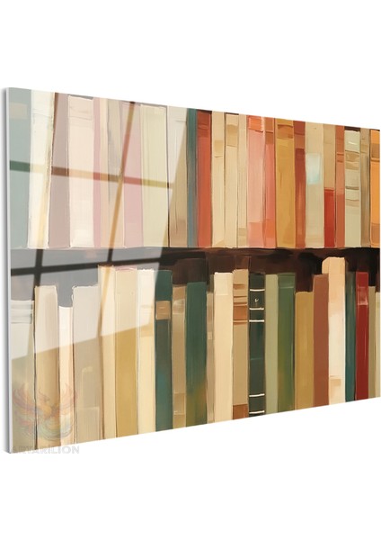 Cam Yatay Duvar Tablosu Cam Kitaplıktaki Kitaplar Ev Ofis Salon Modern Duvar Tablosu fiyatları