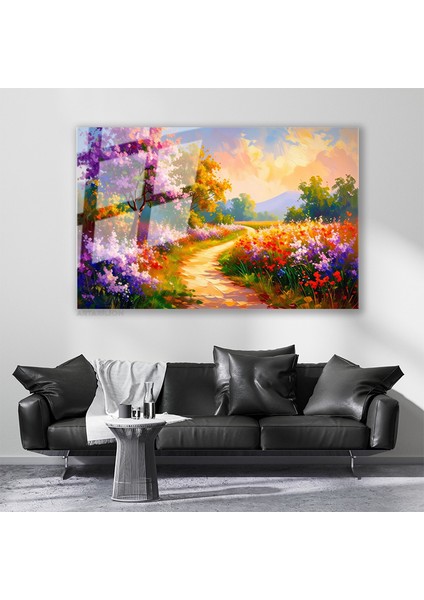 Cam Yatay Duvar Tablosu Cam Ilkbahar Manzarasi Ev Ofis Salon Modern Duvar Tablosu