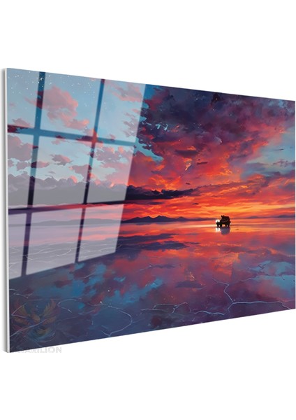 Cam Yatay Duvar Tablosu Cam Gunbatimi Renkleri Ev Ofis Salon Modern Duvar Tablosu fiyatları
