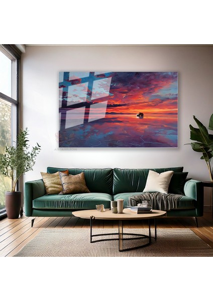 Cam Yatay Duvar Tablosu Cam Gunbatimi Renkleri Ev Ofis Salon Modern Duvar Tablosu modelleri