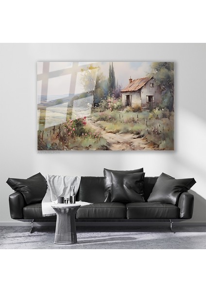 Cam Yatay Duvar Tablosu Cam Koy Evi2 Ev Ofis Salon Modern Duvar Tablosu