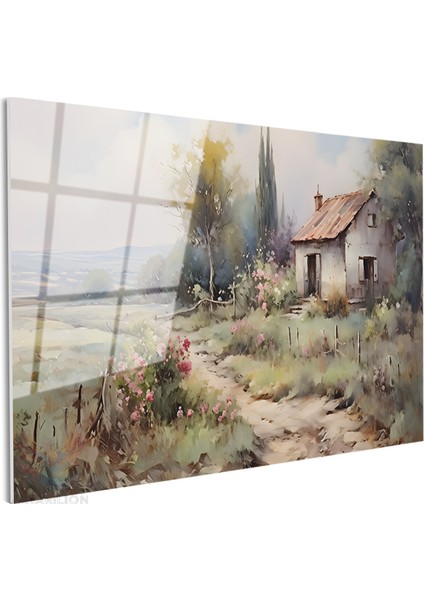 Cam Yatay Duvar Tablosu Cam Koy Evi2 Ev Ofis Salon Modern Duvar Tablosu fiyatları