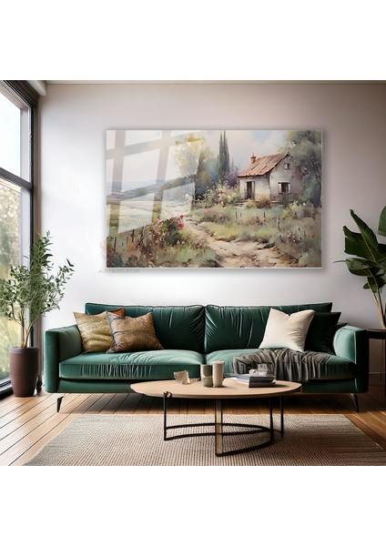 Cam Yatay Duvar Tablosu Cam Koy Evi2 Ev Ofis Salon Modern Duvar Tablosu modelleri