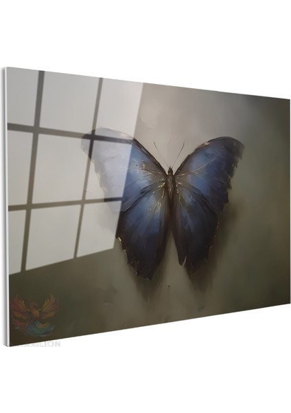 Cam Yatay Duvar Tablosu Cam Mavi Siyah Kelebek Ev Ofis Salon Modern Duvar Tablosu fiyatları