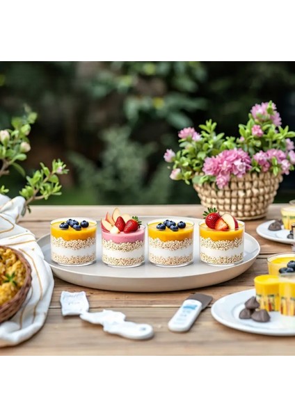 400 ml (4'lü Set) Borosilikat Cam Sunum Kasesi - Magnolia - Puding - Reçel - (9 cm x 7 Cm)