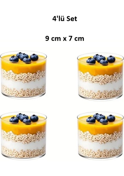400 ml (4'lü Set) Borosilikat Cam Sunum Kasesi - Magnolia - Puding - Reçel - (9 cm x 7 Cm) modelleri