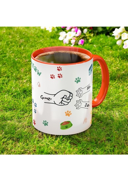 Cat Mom-Kedi Annesi Kaliteli Porselen Isim Yazılabilir Kupa Bardak