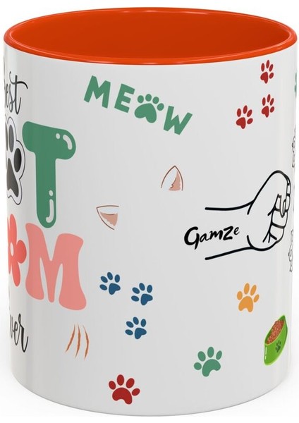 Cat Mom-Kedi Annesi Kaliteli Porselen Isim Yazılabilir Kupa Bardak fırsatları