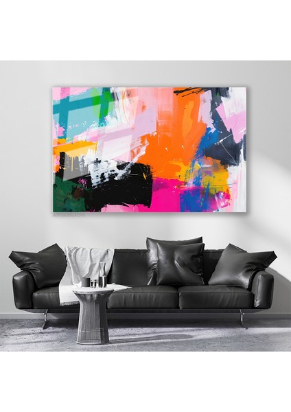 Cam Yatay Duvar Tablosu Cam Soyut Renk Sanati3 Ev Ofis Salon Modern Duvar Tablosu