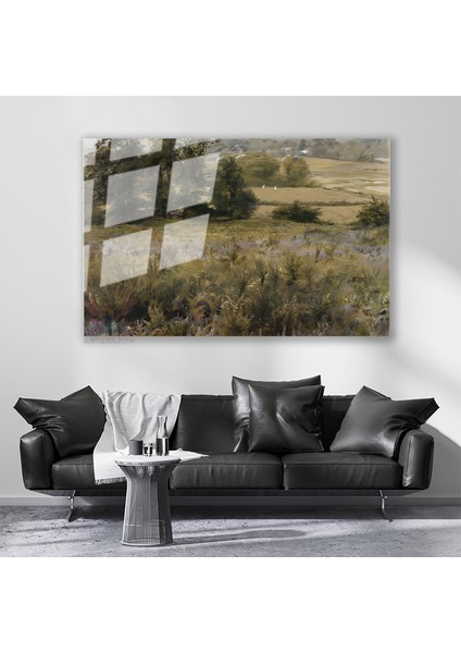 Cam Yatay Duvar Tablosu Cam Vintage Doga Manzarasi2 Ev Ofis Salon Modern Duvar Tablosu