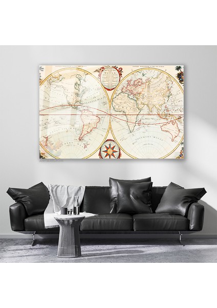 Cam Yatay Duvar Tablosu Cam Yeni Dunya Haritasi Ev Ofis Salon Modern Duvar Tablosu