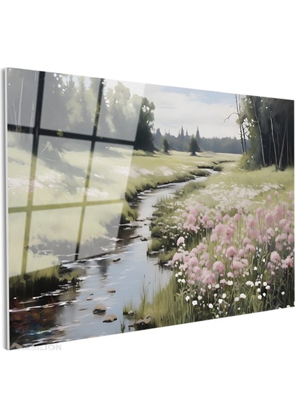 Cam Yatay Duvar Tablosu Cam Yesil Doga Manzarasi2 Ev Ofis Salon Modern Duvar Tablosu fiyatları