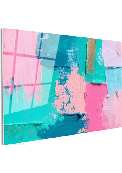 Cam Yatay Duvar Tablosu Cam Renkli Firca Darbeleri Ev Ofis Salon Modern Duvar Tablosu fiyatları