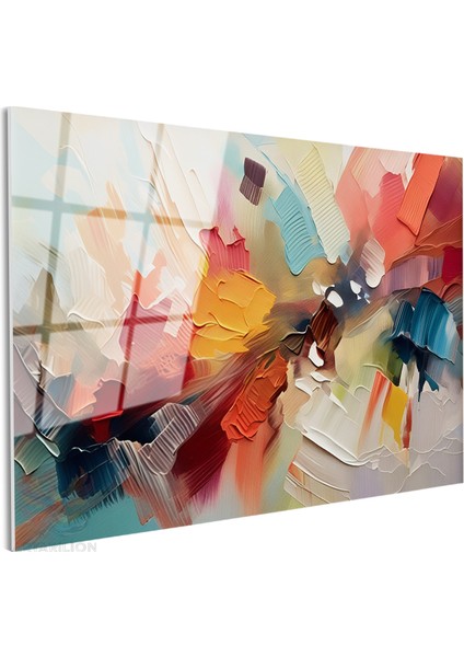 Cam Yatay Duvar Tablosu Cam Renkli Firca Darbeleri2 Ev Ofis Salon Modern Duvar Tablosu fiyatları