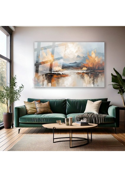 Cam Yatay Duvar Tablosu Cam Sonbahar Manzarasi Ev Ofis Salon Modern Duvar Tablosu modelleri