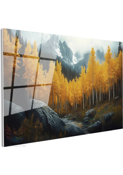 Cam Yatay Duvar Tablosu Cam Sonbahar Manzarasi3 Ev Ofis Salon Modern Duvar Tablosu fiyatları