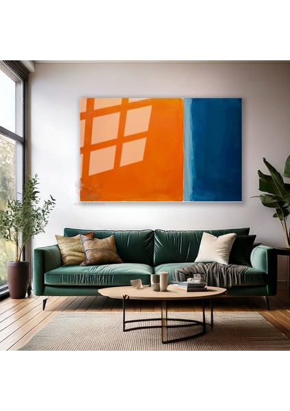 Cam Yatay Duvar Tablosu Cam Soyut Mavi Turuncu Ev Ofis Salon Modern Duvar Tablosu modelleri