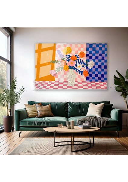 Cam Yatay Duvar Tablosu Cam Soyut Vazodaki Cicekler Ev Ofis Salon Modern Duvar Tablosu modelleri