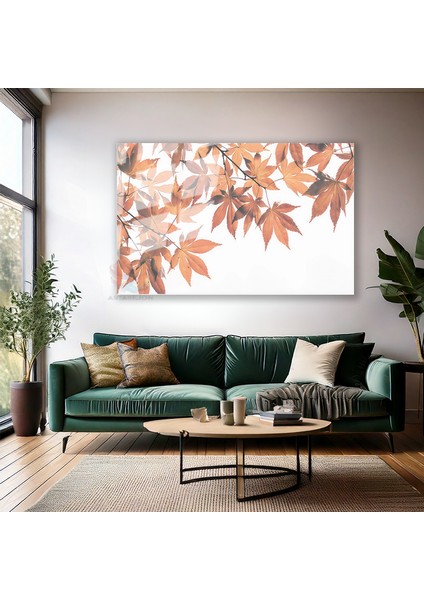 Cam Yatay Duvar Tablosu Cam Sonbahar Yapraklari2 Ev Ofis Salon Modern Duvar Tablosu modelleri