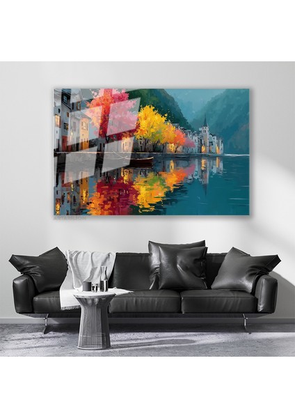 Cam Yatay Duvar Tablosu Cam Doganin Renkleri3 Ev Ofis Salon Modern Duvar Tablosu