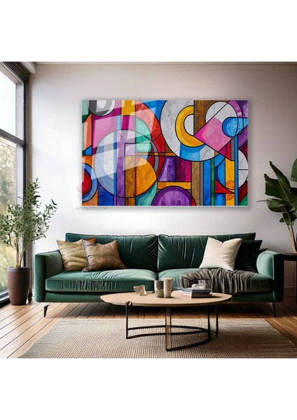 Cam Yatay Duvar Tablosu Cam Geometrik Sekiller4 Ev Ofis Salon Modern Duvar Tablosu modelleri