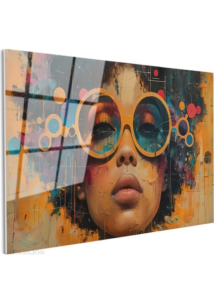 Cam Yatay Duvar Tablosu Cam Gozluklu Kiz Ev Ofis Salon Modern Duvar Tablosu fiyatları