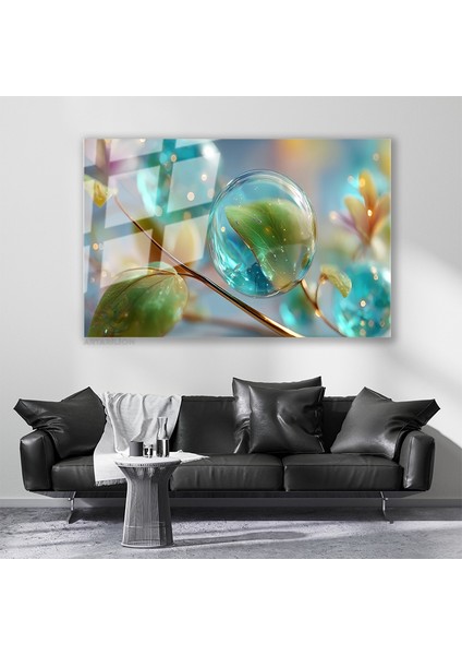 Cam Yatay Duvar Tablosu Cam Su Damlalari Ev Ofis Salon Modern Duvar Tablosu