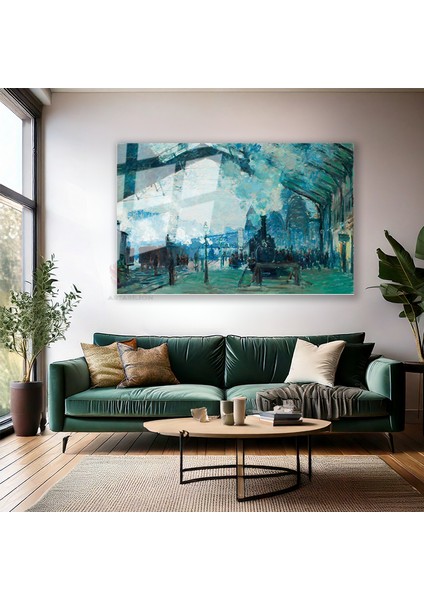 Cam Yatay Duvar Tablosu Cam Vintage Tren Istasyonu Ev Ofis Salon Modern Duvar Tablosu modelleri