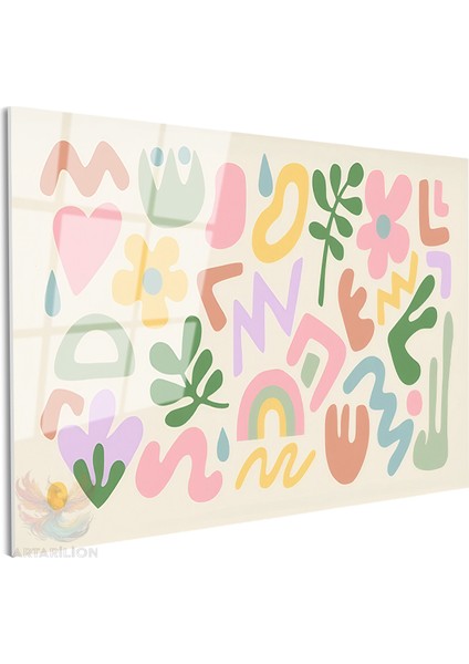 Cam Yatay Duvar Tablosu Cam Pastel Renk Sekiller Ev Ofis Salon Modern Duvar Tablosu fiyatları