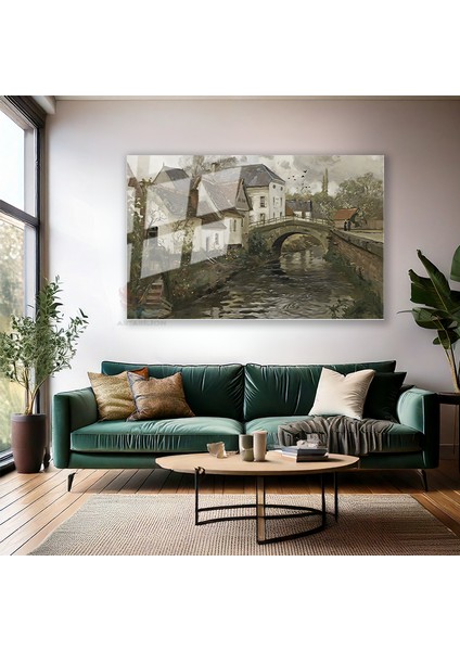 Cam Yatay Duvar Tablosu Cam Vintage Manzara4 Ev Ofis Salon Modern Duvar Tablosu modelleri