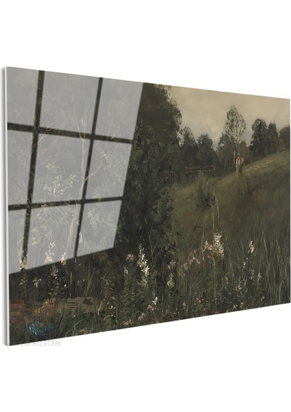 Cam Yatay Duvar Tablosu Cam Yesil Doga Manzarasi4 Ev Ofis Salon Modern Duvar Tablosu fiyatları