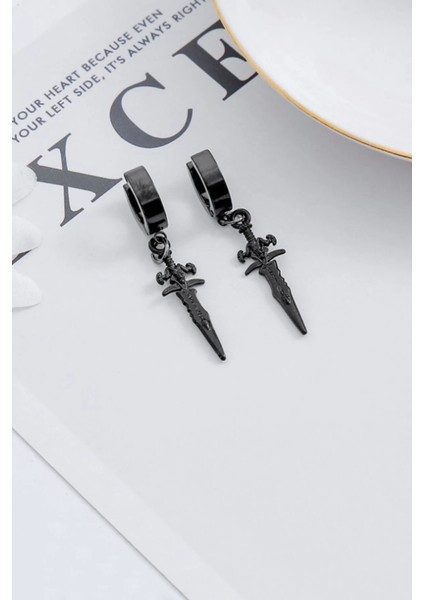 Sıkıştırmalı Deliksiz Kılıç Model Sallantılı Erkek Çelik Küpe 1 Adet fiyatları