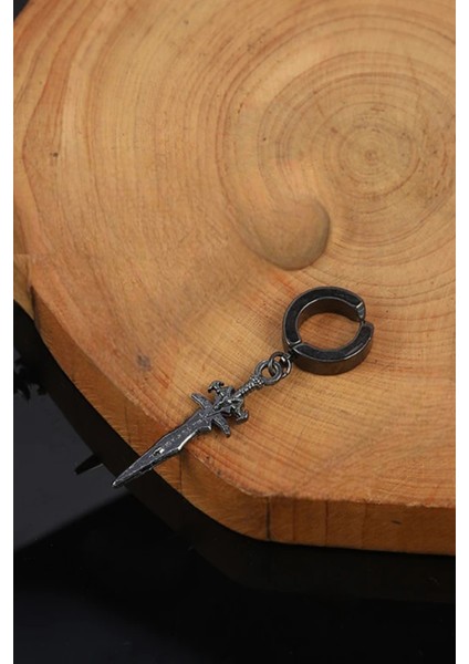 Sıkıştırmalı Deliksiz Kılıç Model Sallantılı Erkek Çelik Küpe 1 Adet fırsatları