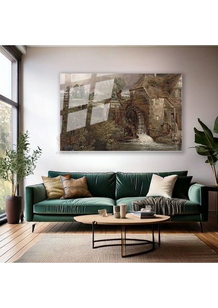 Cam Yatay Duvar Tablosu Cam Vintage Kirsal Manzarasi2 Ev Ofis Salon Modern Duvar Tablosu modelleri