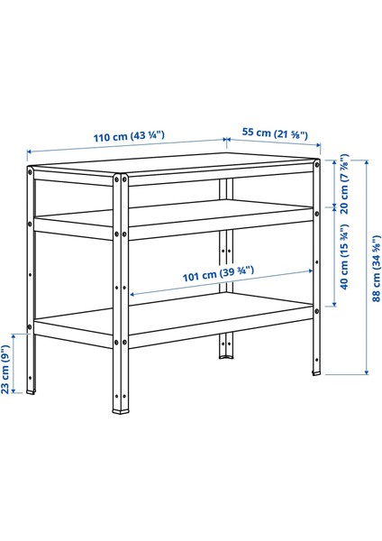 Bror Çalışma Tezgahı Gri Yeşil Çam Kontrplak 110 x 55 cm fiyatları