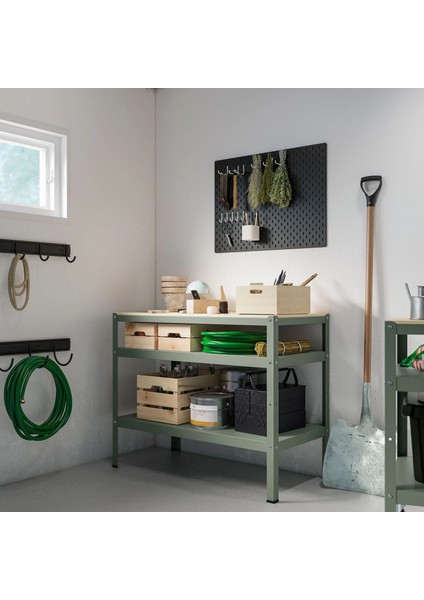 Bror Çalışma Tezgahı Gri Yeşil Çam Kontrplak 110 x 55 cm modelleri