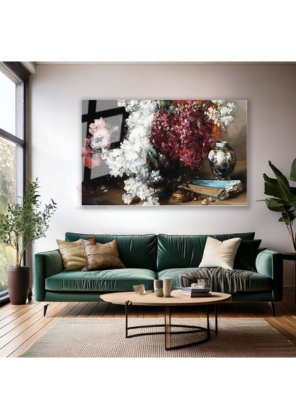 Cam Yatay Duvar Tablosu Cam Vintage Cicekler Ev Ofis Salon Modern Duvar Tablosu modelleri