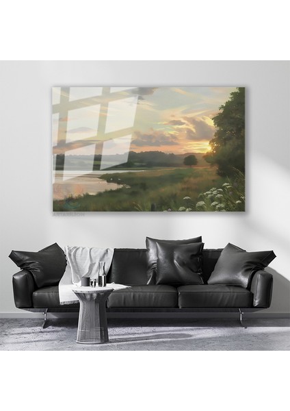 Cam Yatay Duvar Tablosu Cam Vintage Gol Manzarasi Ev Ofis Salon Modern Duvar Tablosu