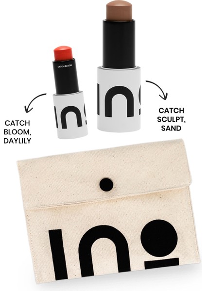 Catch Sculpt Multi Use Contour Stick Sand + Catch Bloom Pocket Lip Cheek Stick Daylily + Ino Makyaj Çantası fiyatları