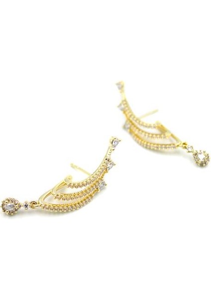 Taşlı Küpe - 14K Altın