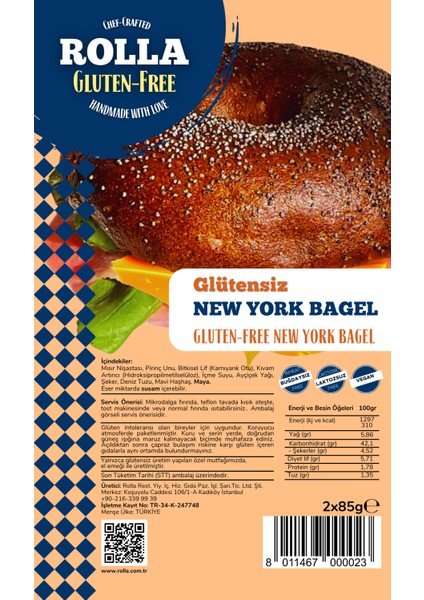 Glütensiz Newyork Bagel Ekmek Laktozsuz & Vegan (4 Adet x 85GR) Rolla Gluten Free modelleri