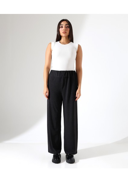 Kadın Beli Lastikli Yün Viskon Büyük Beden Pantolon