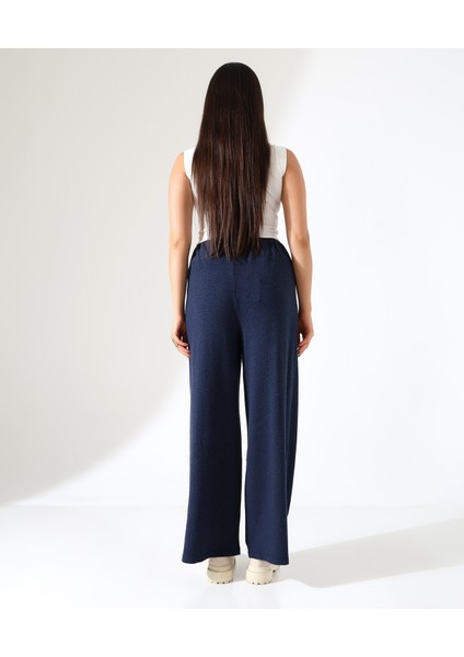 Kadın Beli Lastikli Yün Viskon Büyük Beden Pantolon