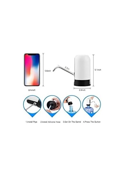 Damacana Su Pompası USB ile Şarj Edilebilir Elektrikli Otomatik Enahsen modelleri