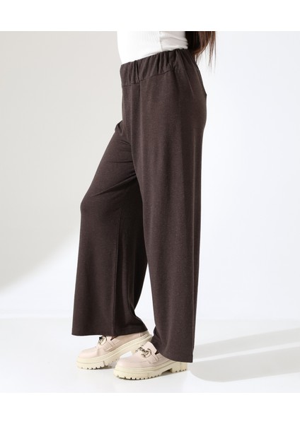 Kadın Beli Lastikli Yün Viskon Büyük Beden Pantolon